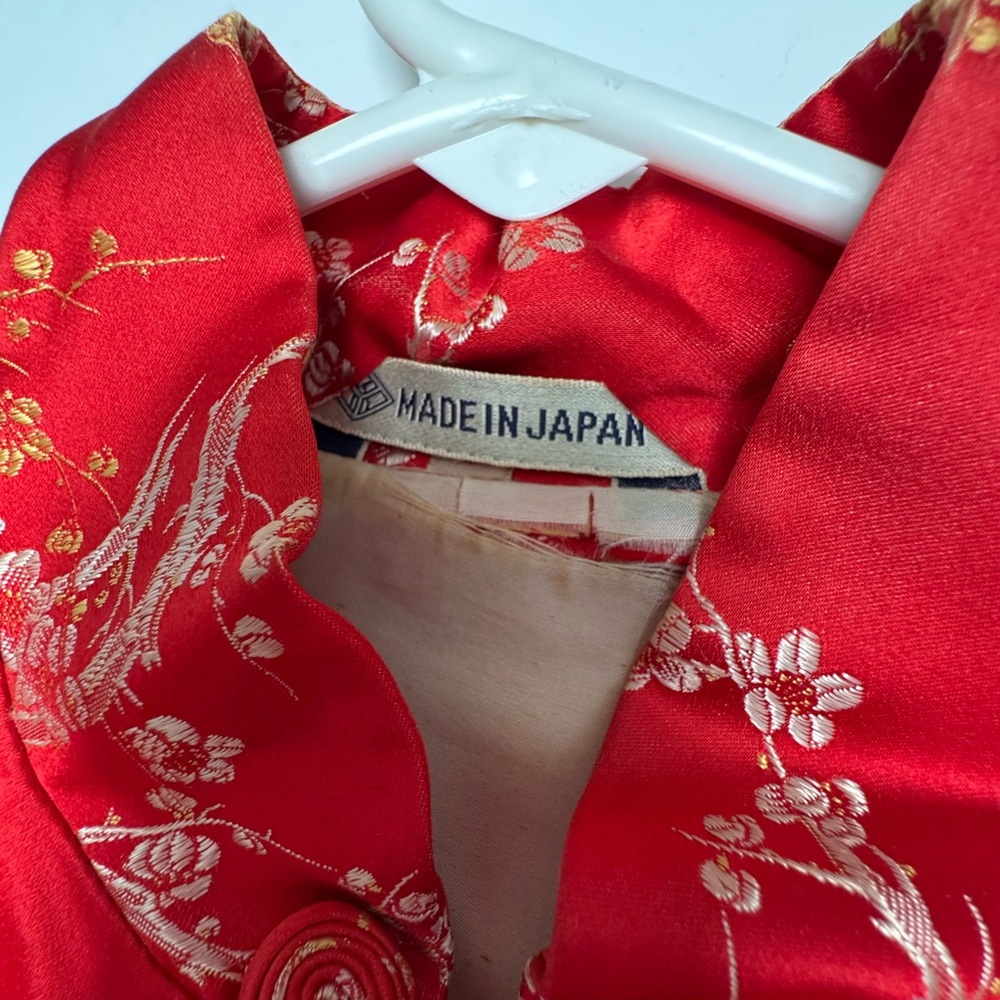 Vintage Authentic Red Floral Kimono Robe/Coat - Picture 3 of 7